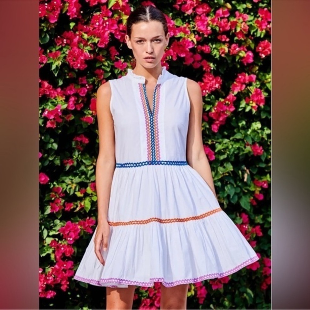 oliphant white ric rac cotton mini dress